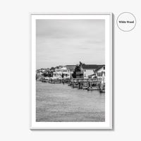 Avalon Black and White Fine Art Photo Print, Waterfront Homes, New Jersey Poster