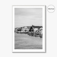 Avalon Black and White Fine Art Photo Print, Waterfront Homes, New Jersey Poster