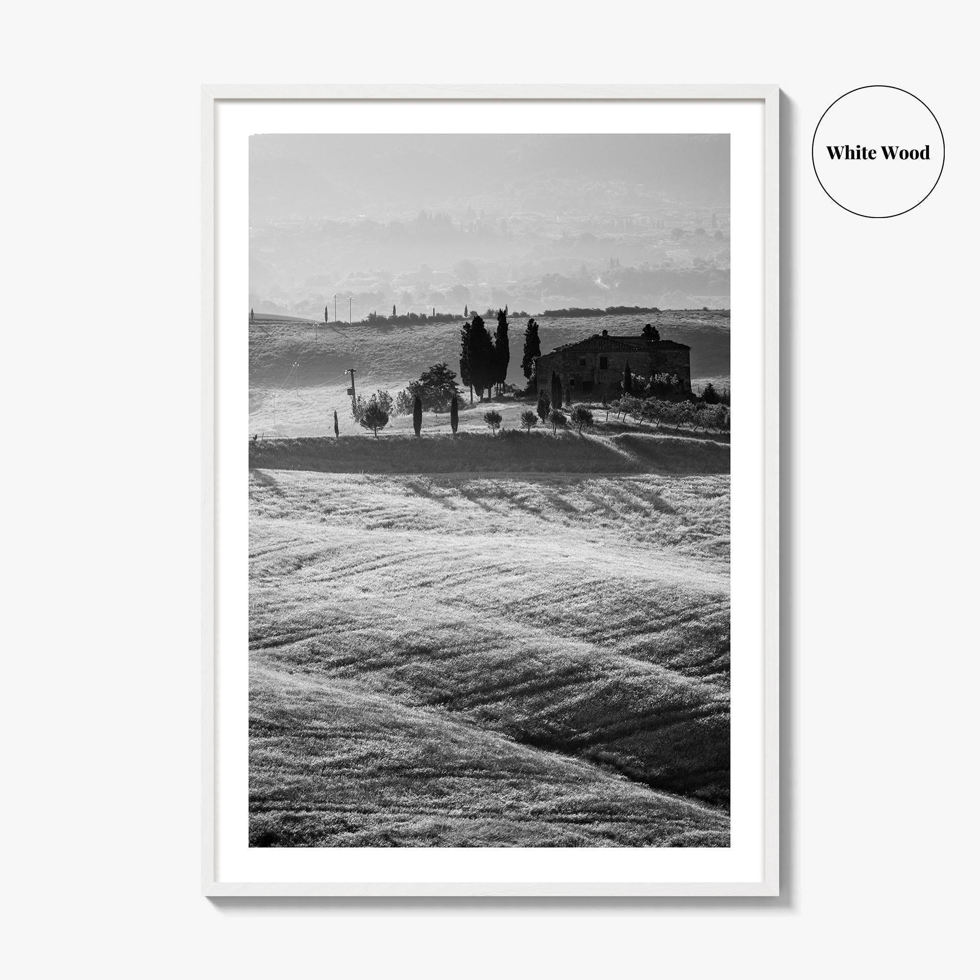 Tuscany Black and White Fine Art Photo Print, Italy Landscape Wall Decor Poster