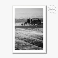 Tuscany Black and White Fine Art Photo Print, Italy Landscape Wall Decor Poster