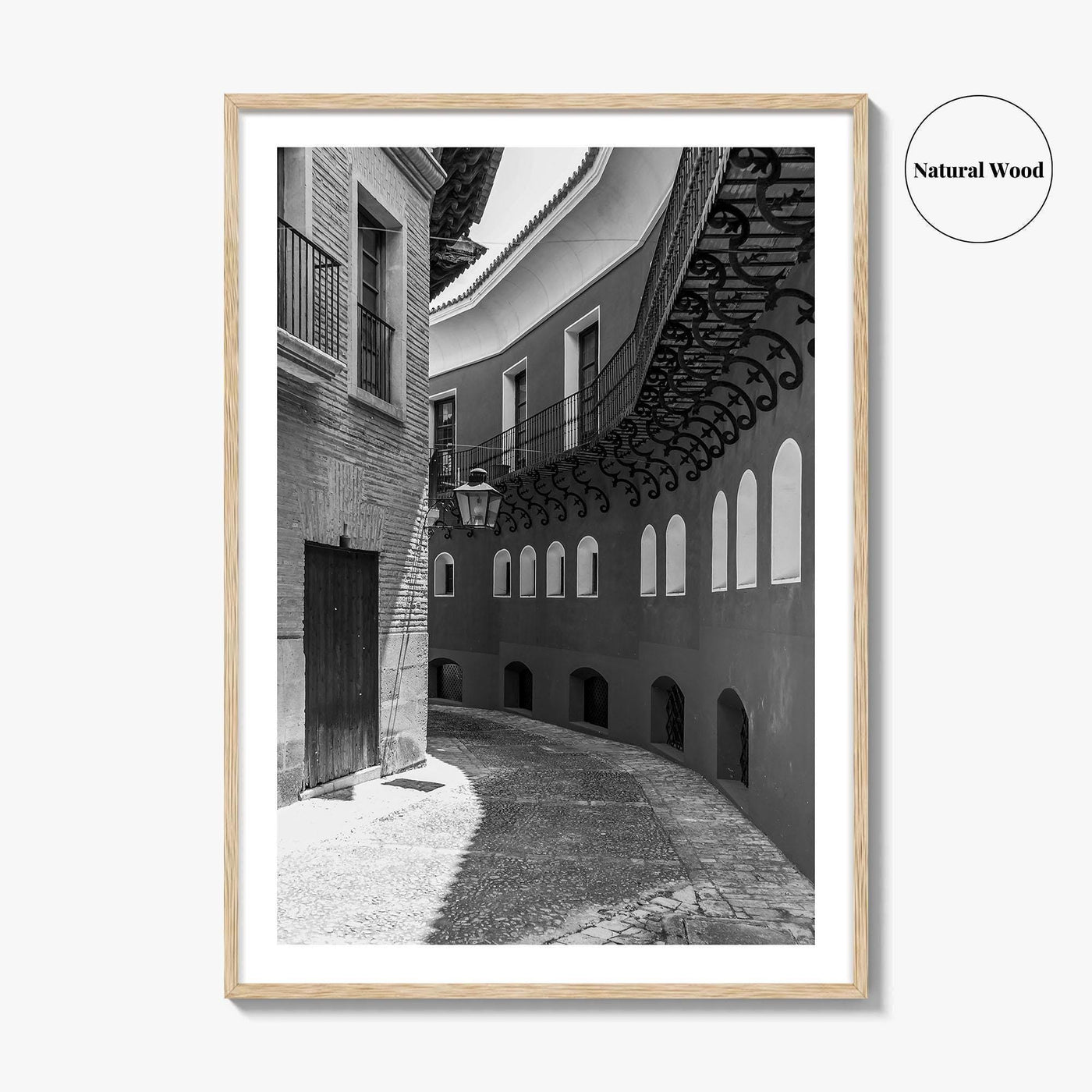 Toledo Black and White Fine Art Photo Print, Old Town Street, Spain Poster