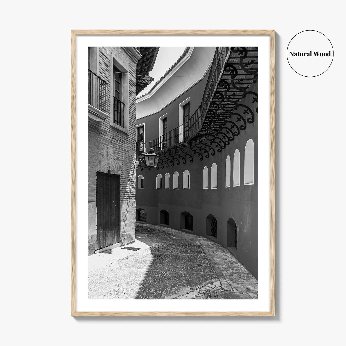 Toledo Black and White Fine Art Photo Print, Old Town Street, Spain Poster