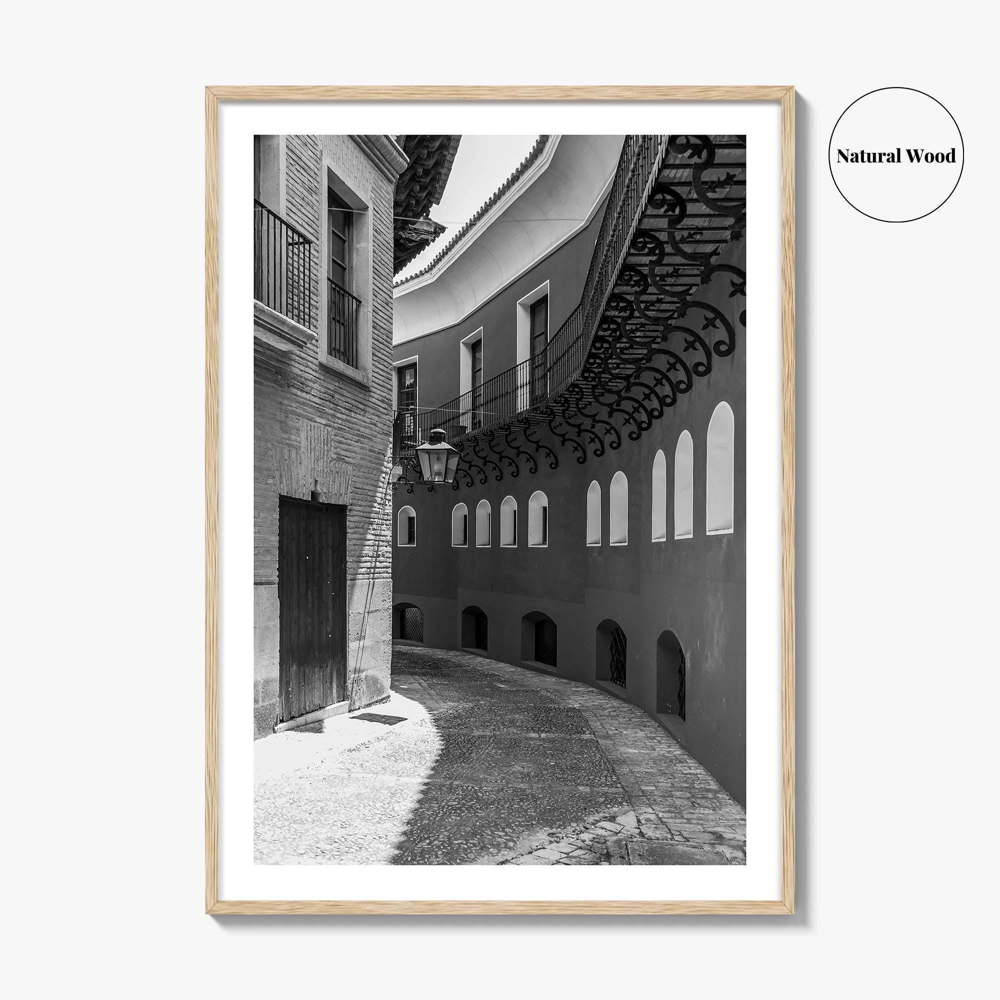 Toledo Black and White Fine Art Photo Print, Old Town Street, Spain Poster