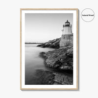 Newport Black and White Fine Art Photo Print, Castle Hill Lighthouse Rhode Island Poster