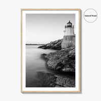 Newport Black and White Fine Art Photo Print, Castle Hill Lighthouse Rhode Island Poster