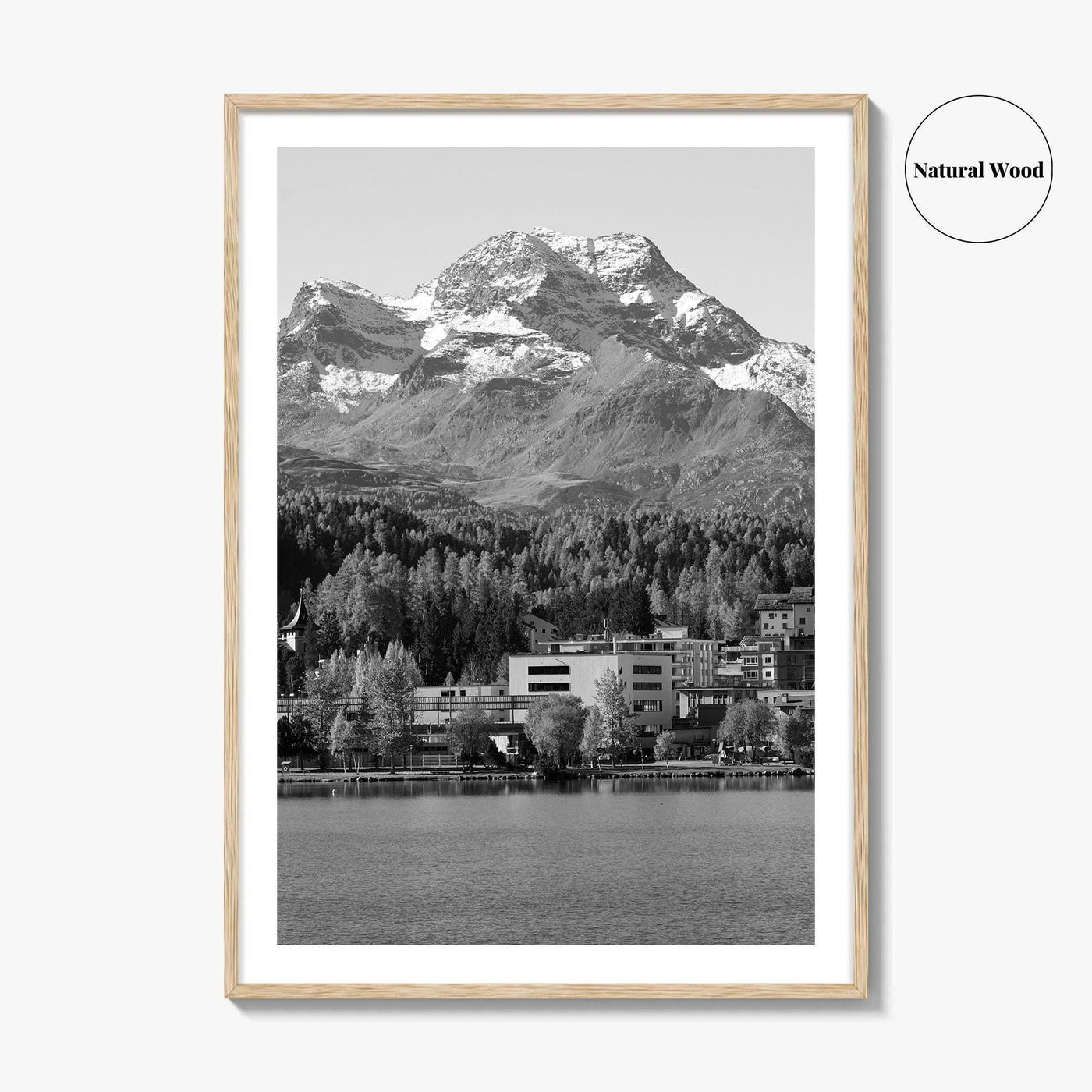 St Moritz Black and White Fine Art Photo Print, Engadin Valley Switzerland Poster