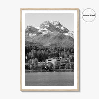 St Moritz Black and White Fine Art Photo Print, Engadin Valley Switzerland Poster
