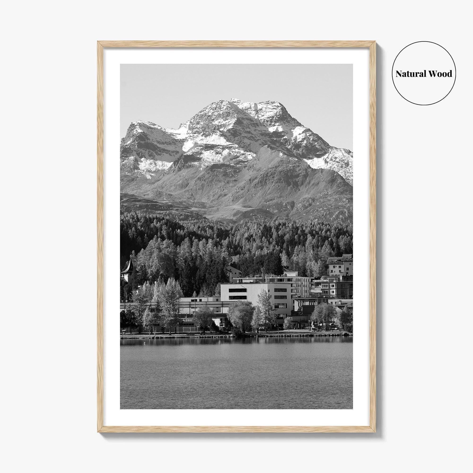 St Moritz Black and White Fine Art Photo Print, Engadin Valley Switzerland Poster