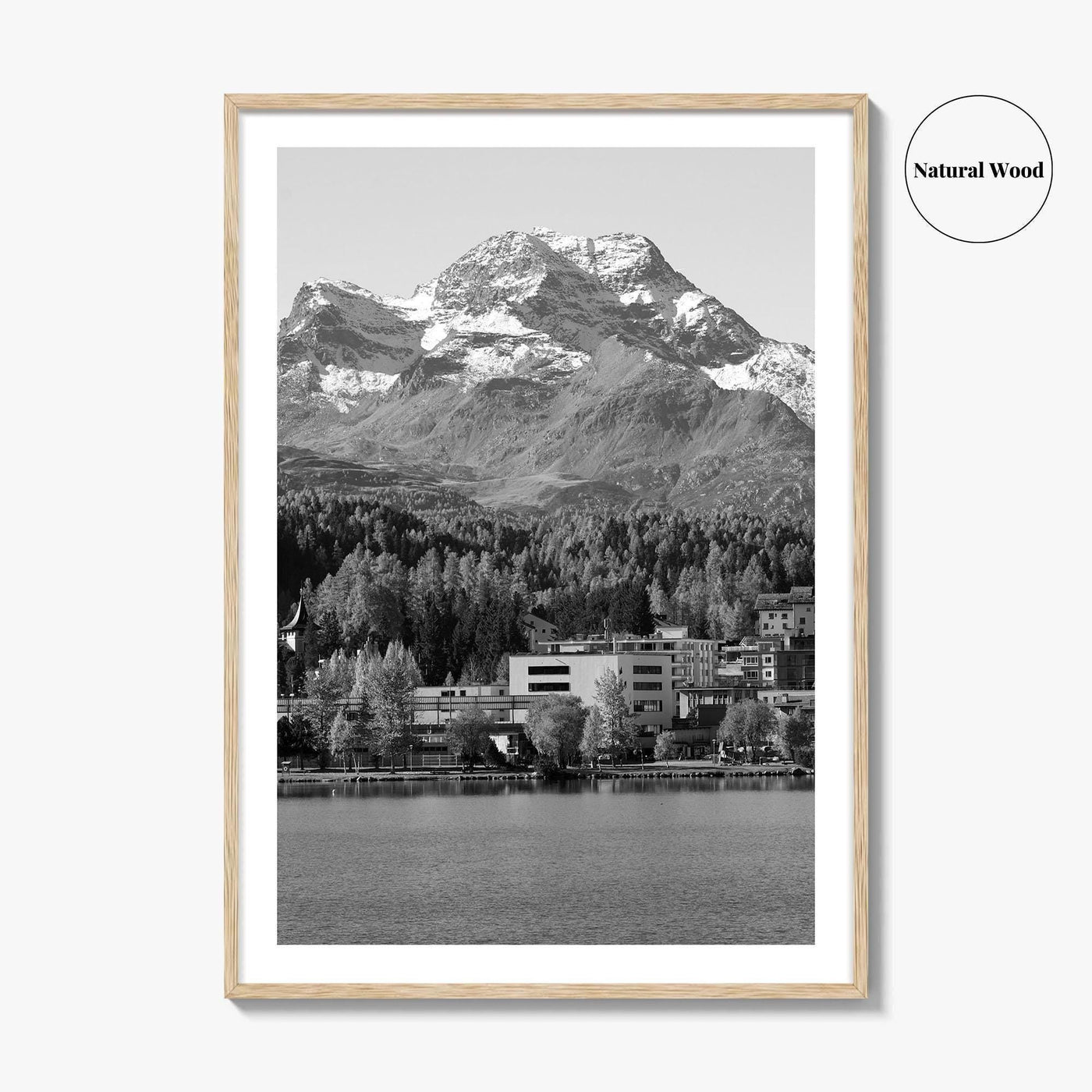 St Moritz Black and White Fine Art Photo Print, Engadin Valley Switzerland Poster