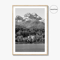 St Moritz Black and White Fine Art Photo Print, Engadin Valley Switzerland Poster