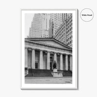 Wall Street Black and White Fine Art Photo Print, Federal Hall National Memorial, NYC