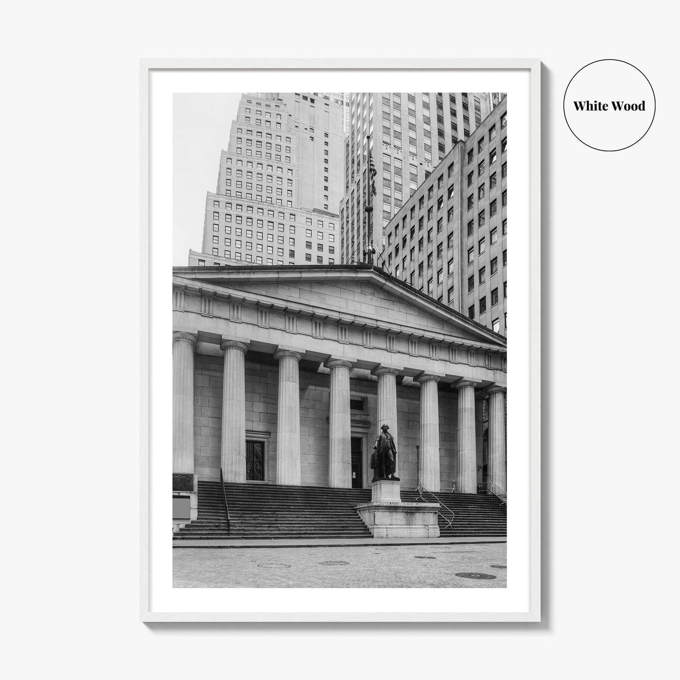 Wall Street Black and White Fine Art Photo Print, Federal Hall National Memorial, NYC