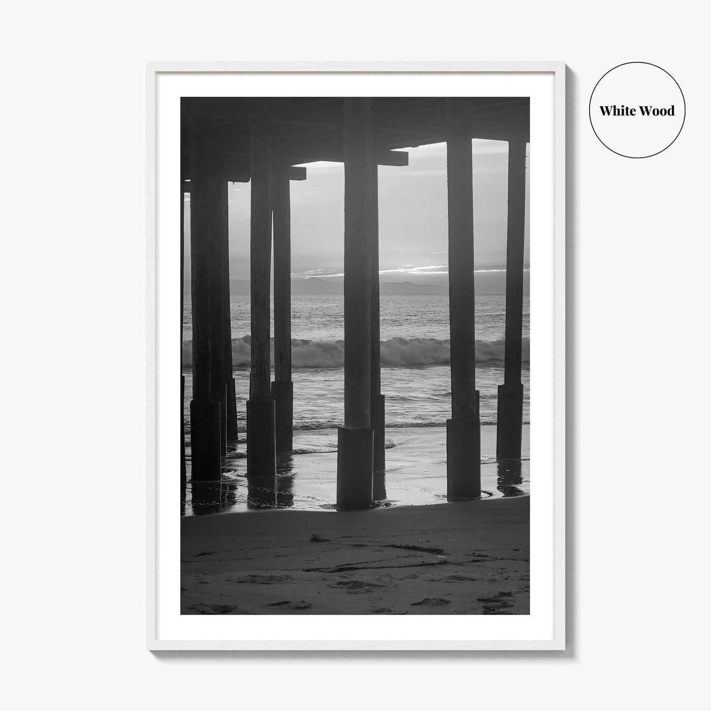 Ventura Black and White Fine Art Photo Print, Pier, California Coast Wall Poster, USA