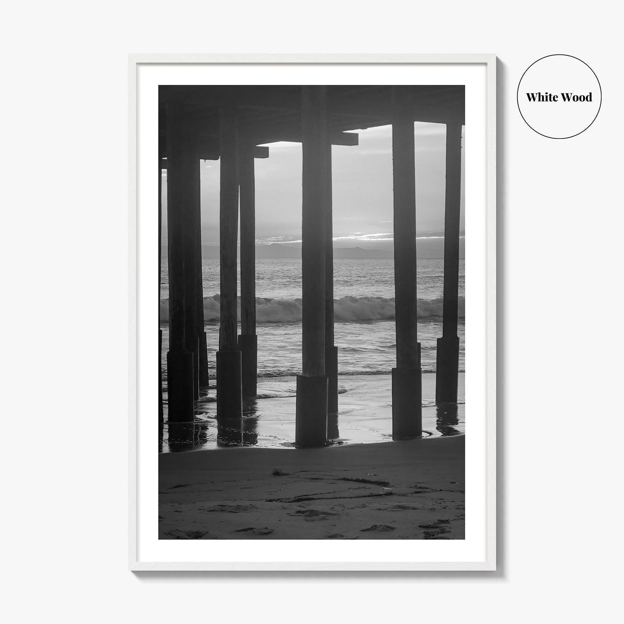 Ventura Black and White Fine Art Photo Print, Pier, California Coast Wall Poster, USA