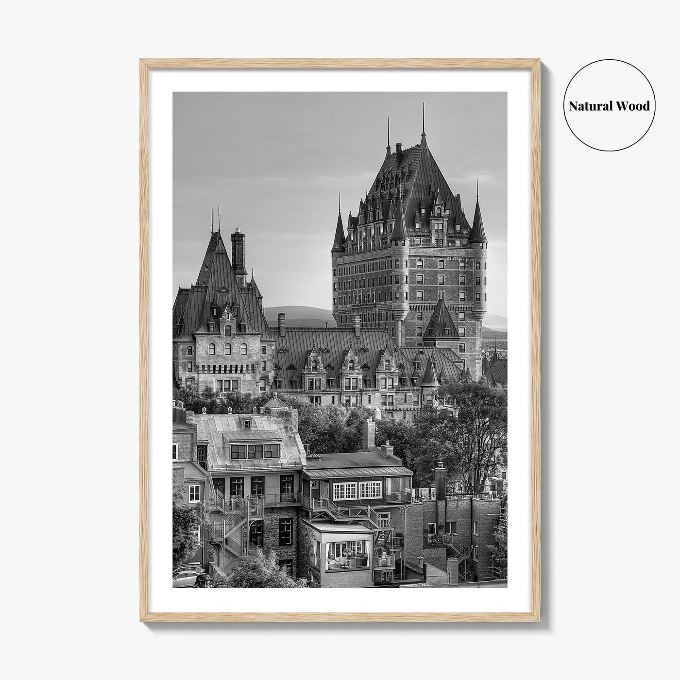 Quebec City Black and White Fine Art Photo Print, Chateau Frontenac Canada Poster