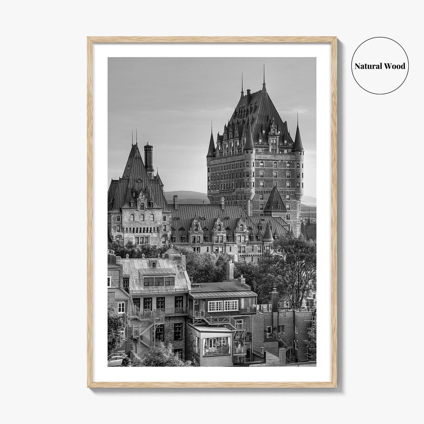 Quebec City Black and White Fine Art Photo Print, Chateau Frontenac Canada Poster