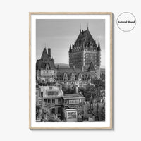 Quebec City Black and White Fine Art Photo Print, Chateau Frontenac Canada Poster