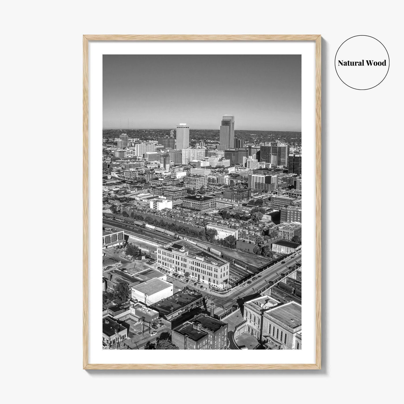 Omaha Skyline Black and White Fine Art Photo Print, Nebraska Downtown, USA Poster
