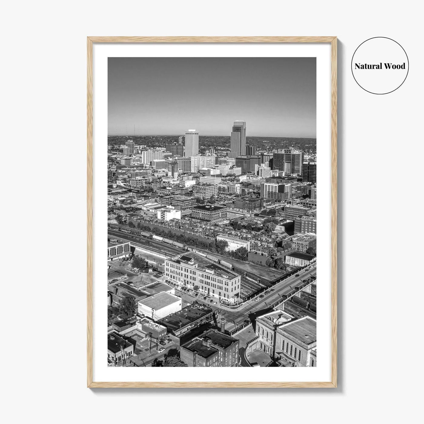 Omaha Skyline Black and White Fine Art Photo Print, Nebraska Downtown, USA Poster