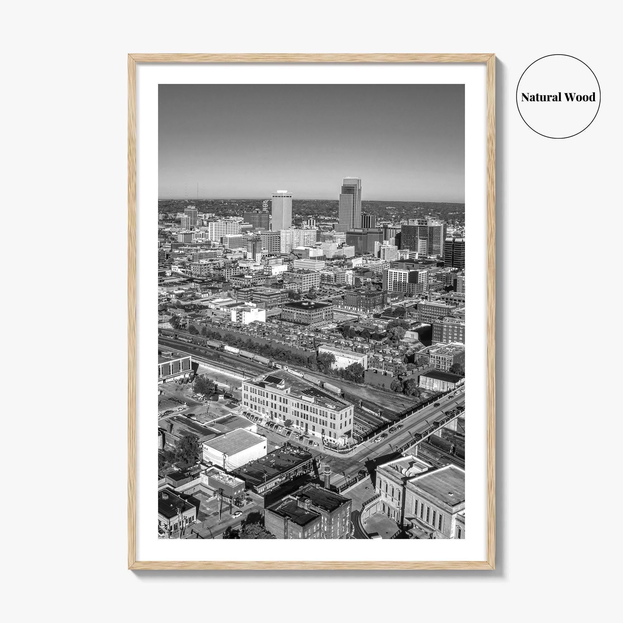 Omaha Skyline Black and White Fine Art Photo Print, Nebraska Downtown, USA Poster