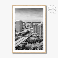 Richmond Skyline Black and White Fine Art Photo Print, Virginia, USA, James River, Poster