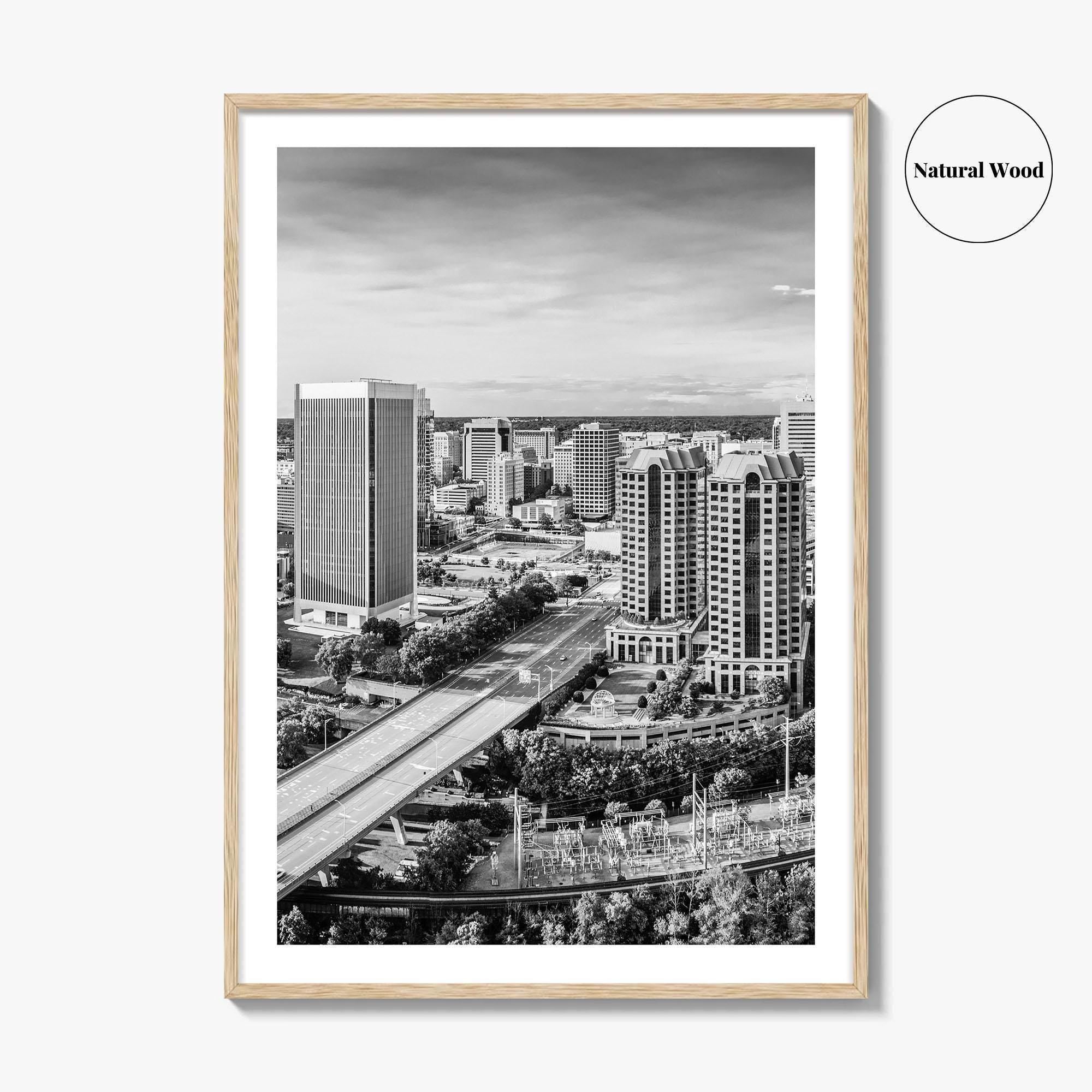 Richmond Skyline Black and White Fine Art Photo Print, Virginia, USA, James River, Poster
