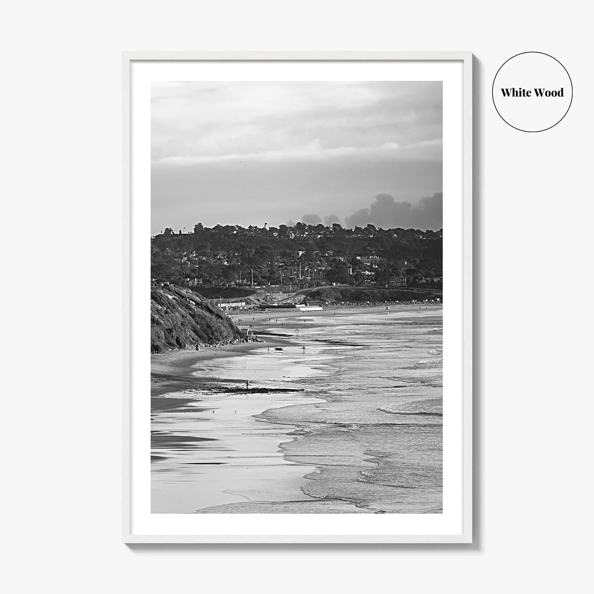 Solana Beach Black and White Fine Art Photo Print, San Diego California Poster