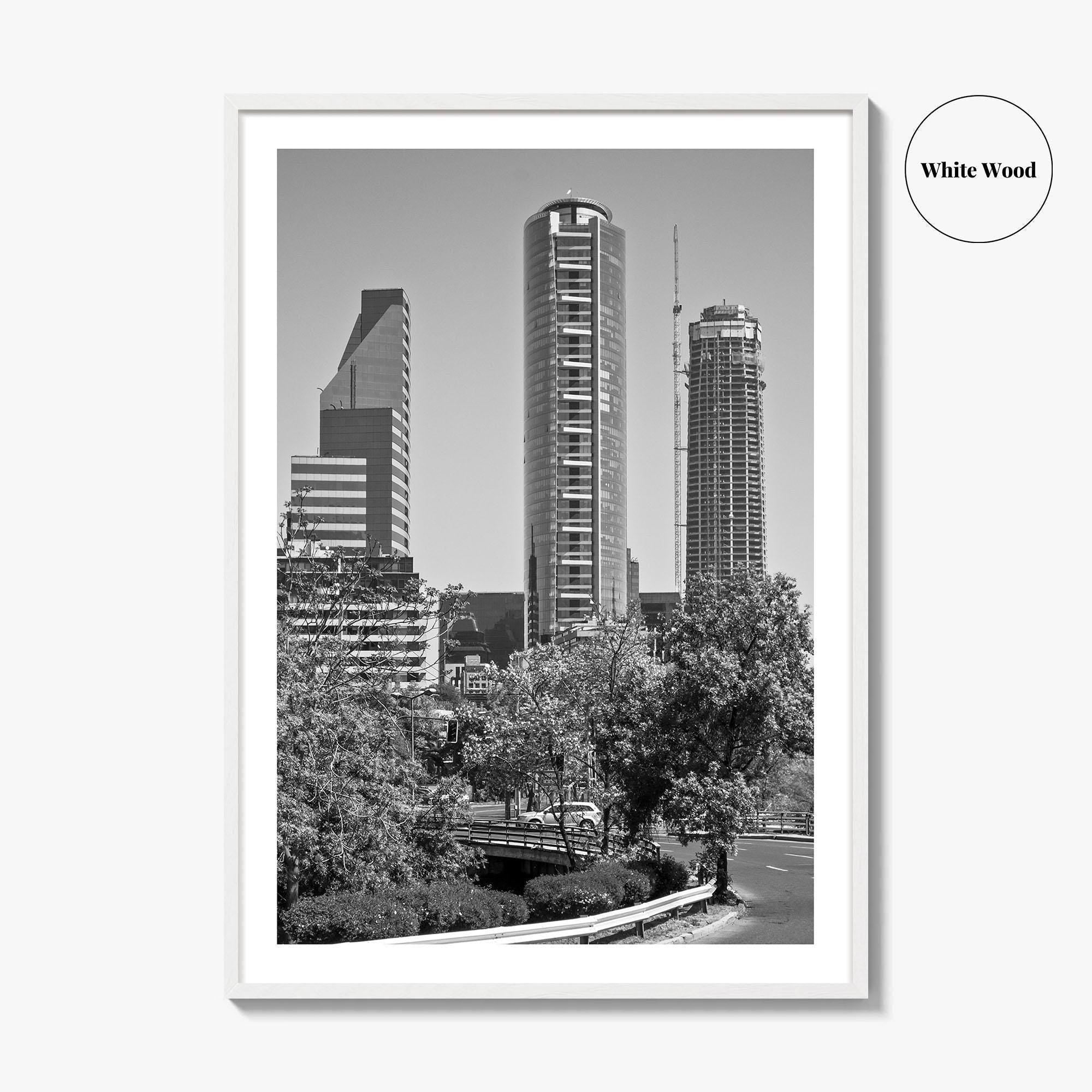 Santiago de Chile Skyline Black and White Fine Art Photo Print, Wall Decor Poster