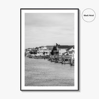 Avalon Black and White Fine Art Photo Print, Waterfront Homes, New Jersey Poster