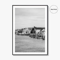 Avalon Black and White Fine Art Photo Print, Waterfront Homes, New Jersey Poster