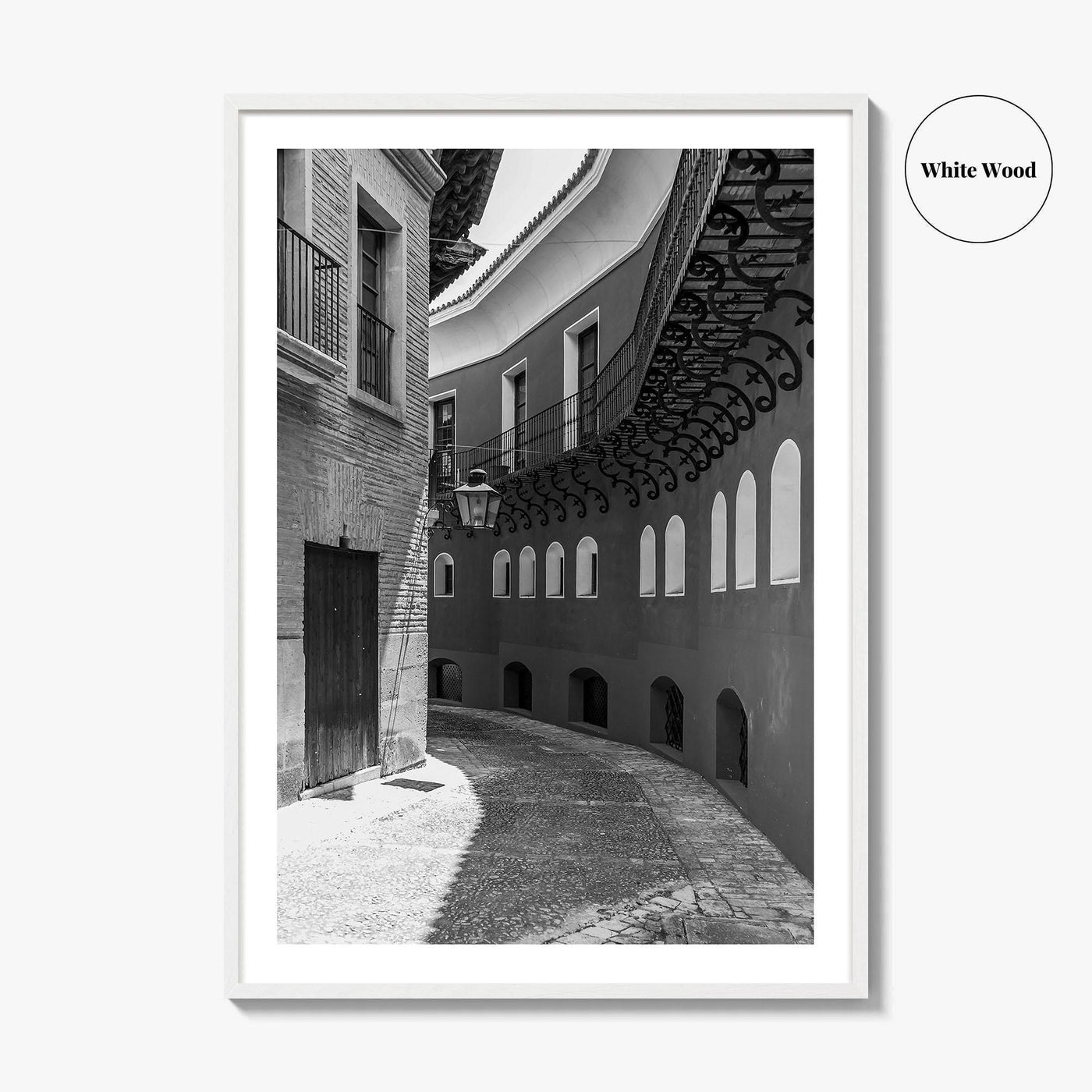 Toledo Black and White Fine Art Photo Print, Old Town Street, Spain Poster