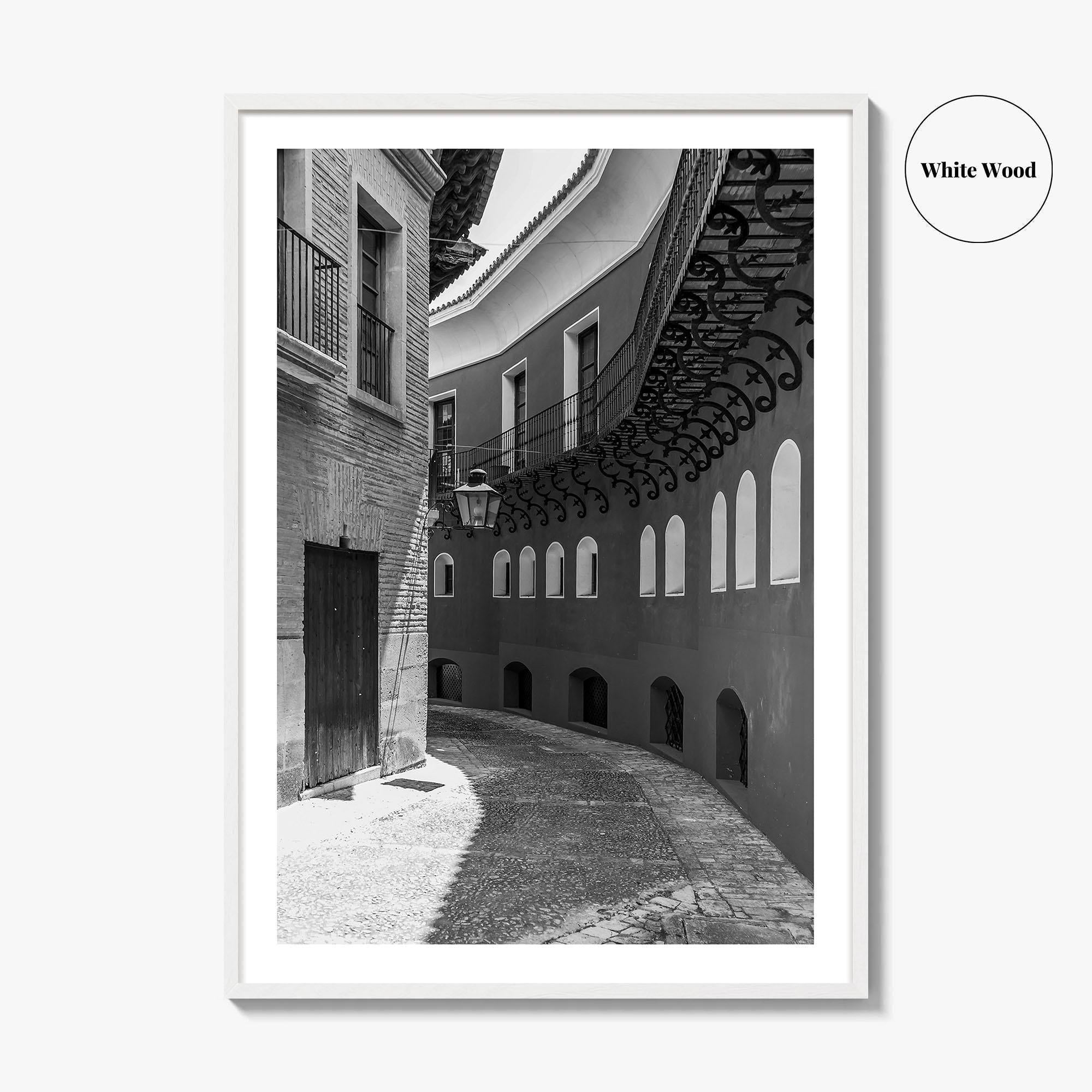 Toledo Black and White Fine Art Photo Print, Old Town Street, Spain Poster