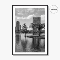 Orlando Skyline Black and White Fine Art Photo Print, Lake Eola Florida Poster