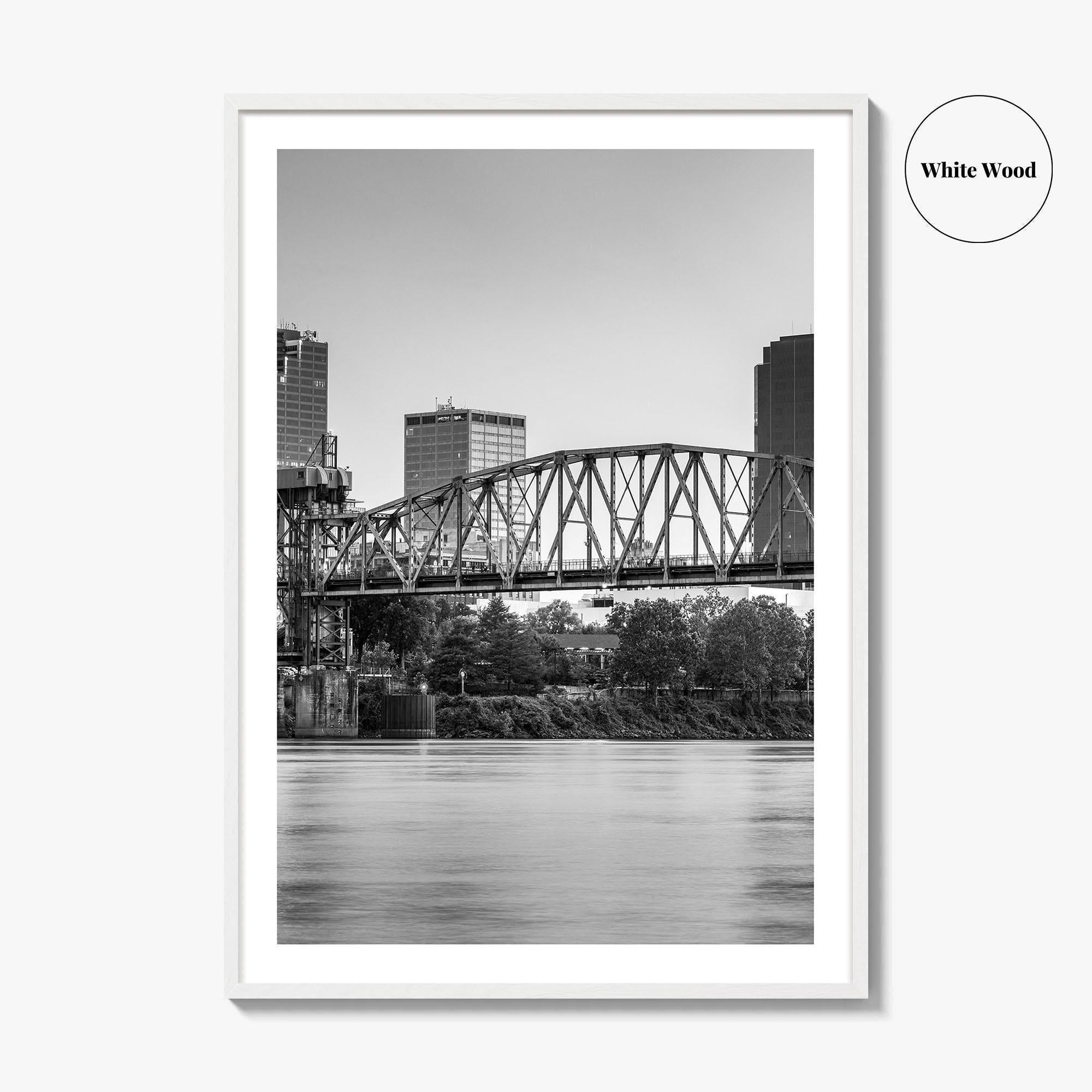 Little Rock Skyline Black and White Fine Art Photo Print, Arkansas Wall Poster, USA