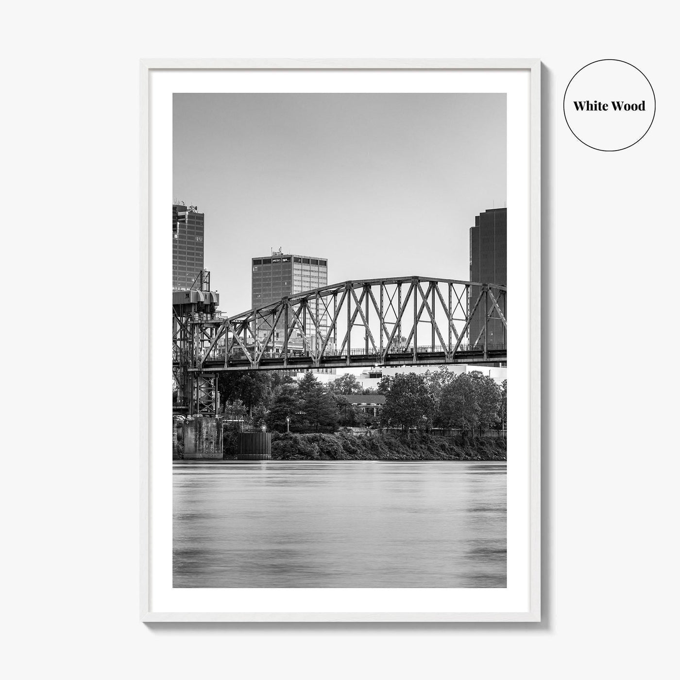 Little Rock Skyline Black and White Fine Art Photo Print, Arkansas Wall Poster, USA