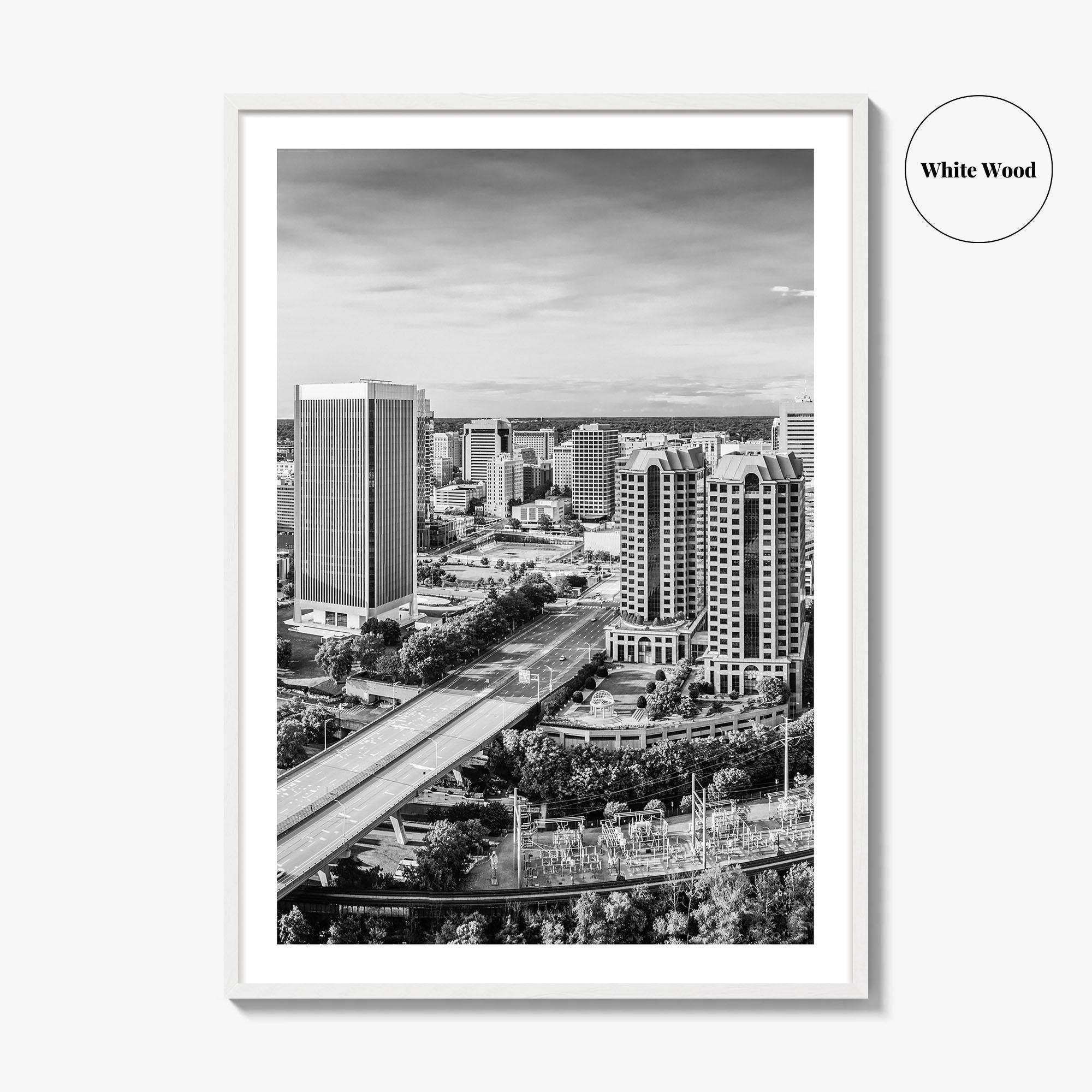 Richmond Skyline Black and White Fine Art Photo Print, Virginia, USA, James River, Poster