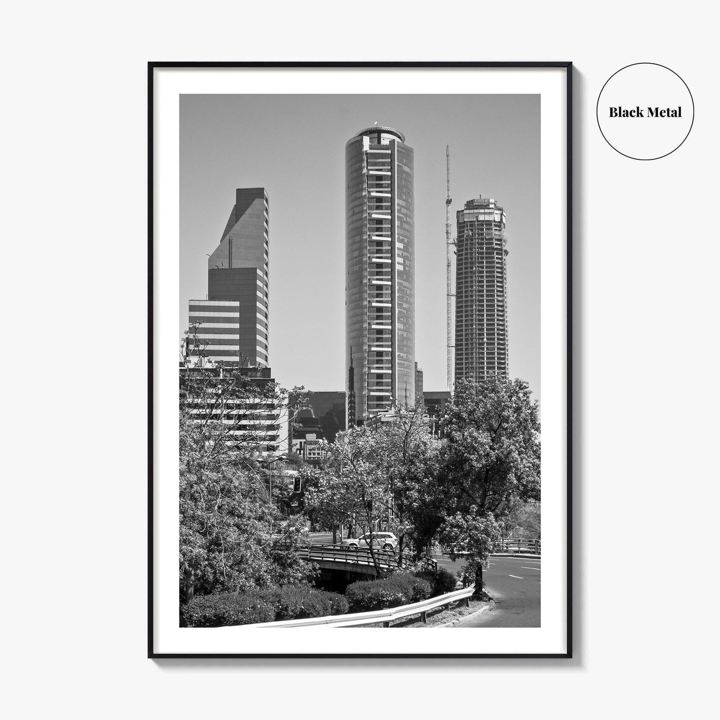 Santiago de Chile Skyline Black and White Fine Art Photo Print, Wall Decor Poster