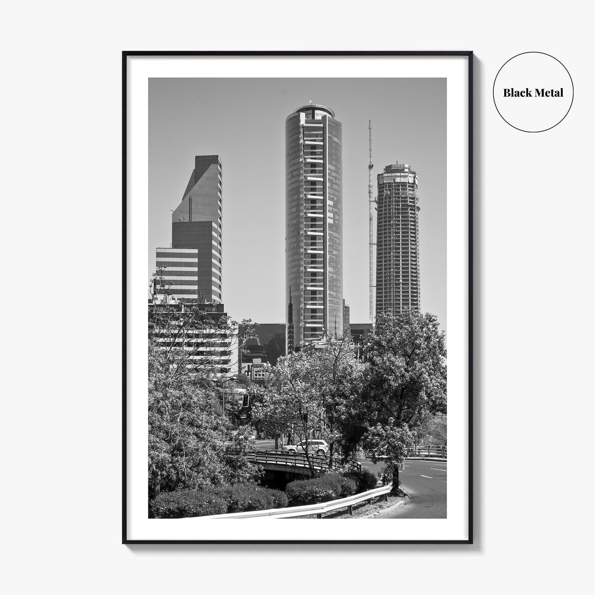 Santiago de Chile Skyline Black and White Fine Art Photo Print, Wall Decor Poster
