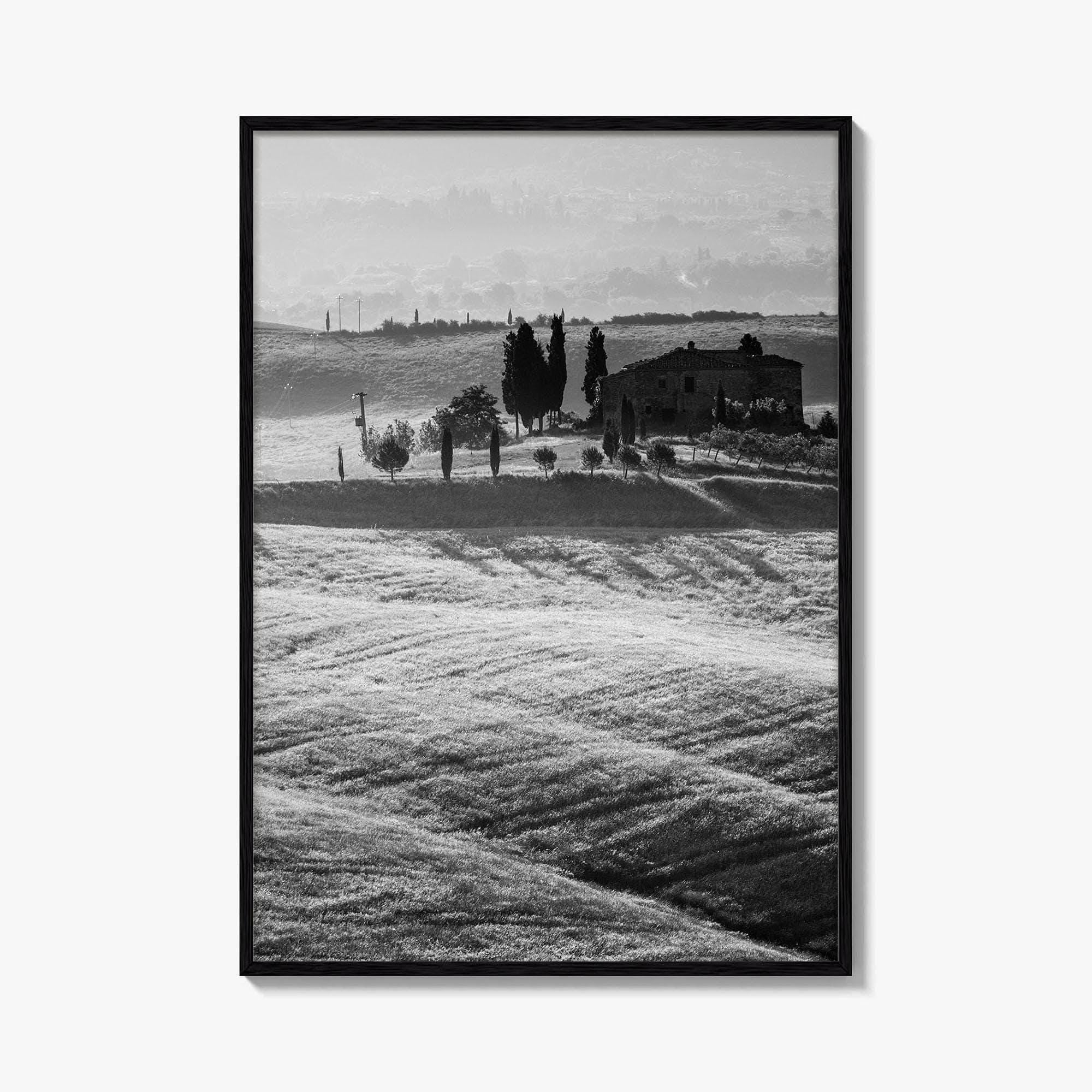Tuscany Black and White Fine Art Photo Print, Italy Landscape Wall Decor Poster