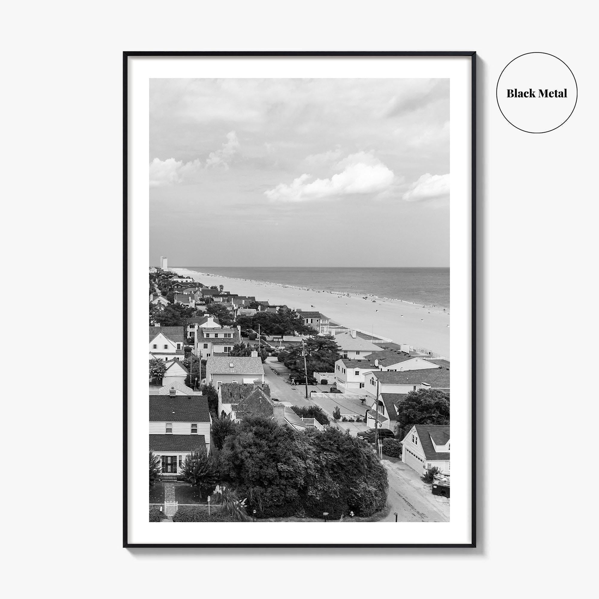 Virginia Beach Black and White Fine Art Photo Print, Aerial Oceanfront Poster, USA