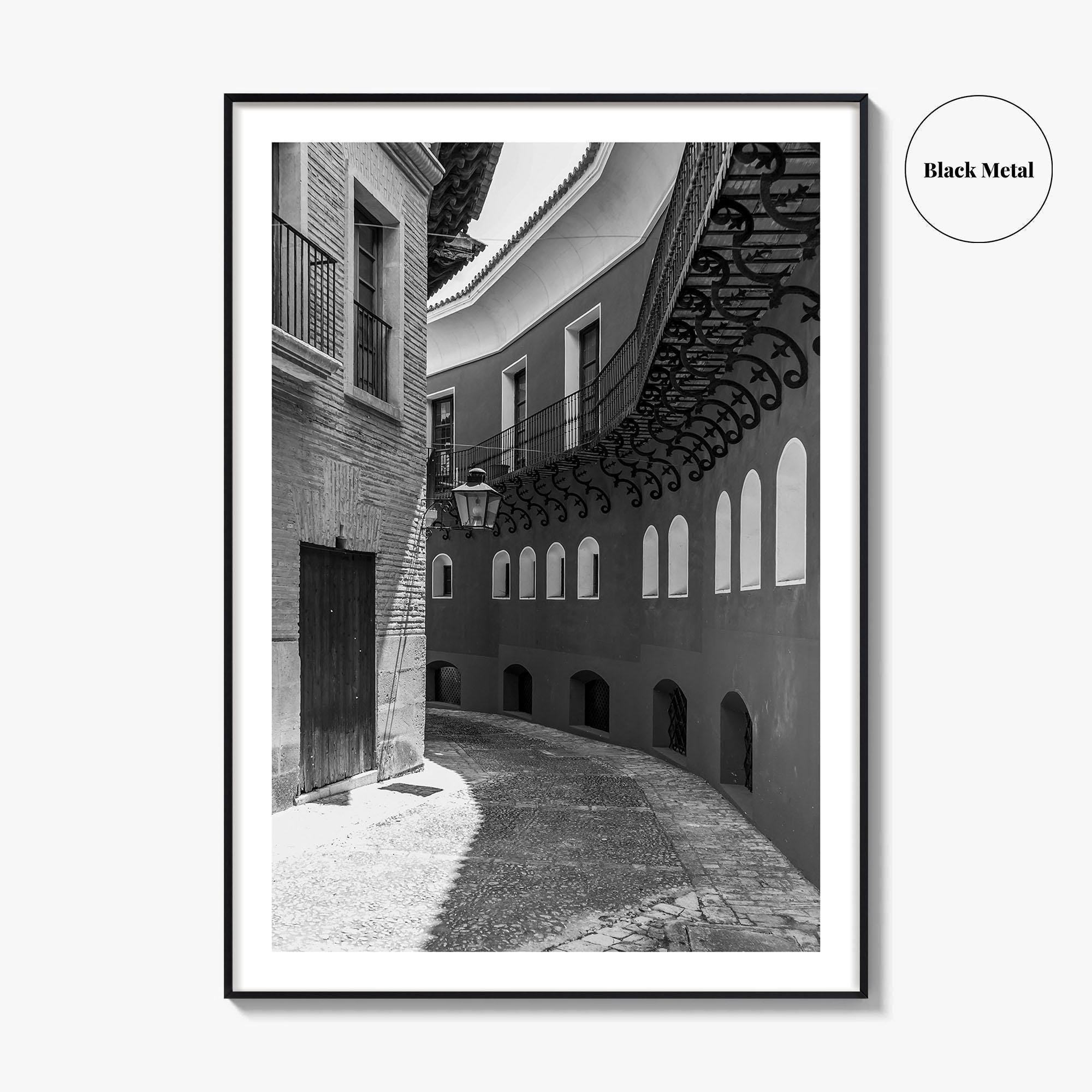 Toledo Black and White Fine Art Photo Print, Old Town Street, Spain Poster