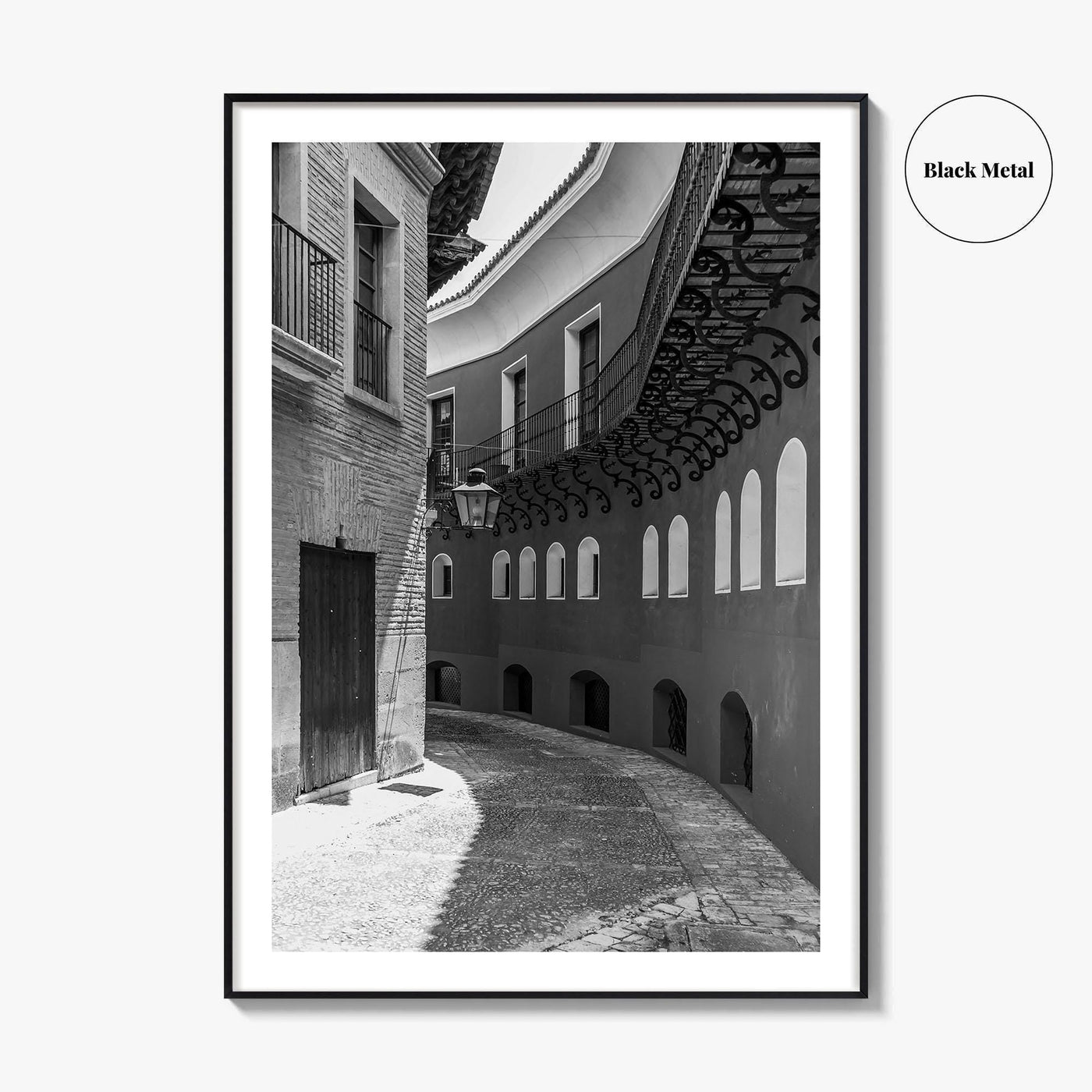 Toledo Black and White Fine Art Photo Print, Old Town Street, Spain Poster