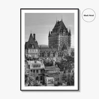 Quebec City Black and White Fine Art Photo Print, Chateau Frontenac Canada Poster