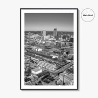 Omaha Skyline Black and White Fine Art Photo Print, Nebraska Downtown, USA Poster