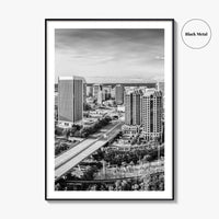 Richmond Skyline Black and White Fine Art Photo Print, Virginia, USA, James River, Poster