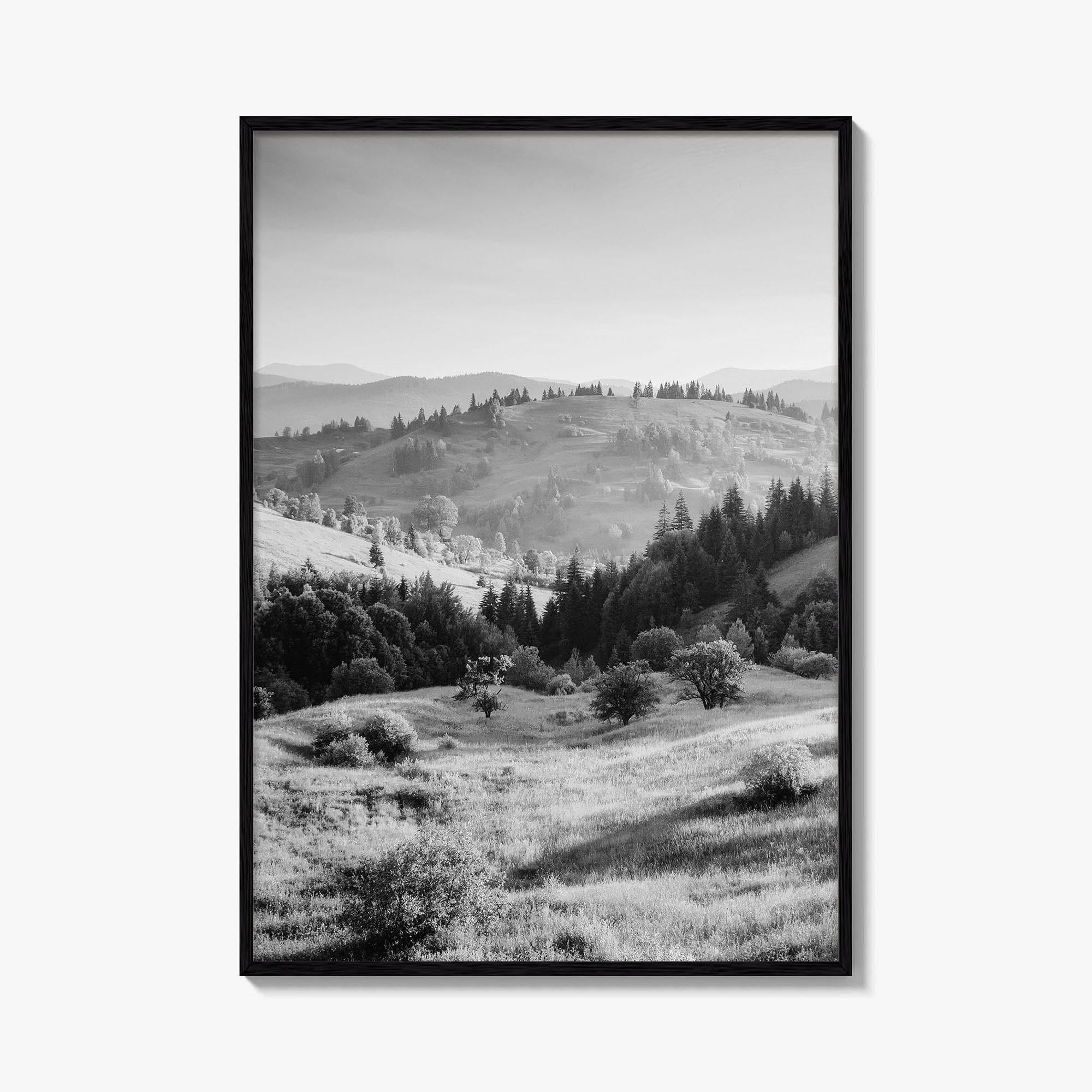 Carpathian Mountains Black and White Fine Art Photo Print, Ukraine Landscape Poster, Europe