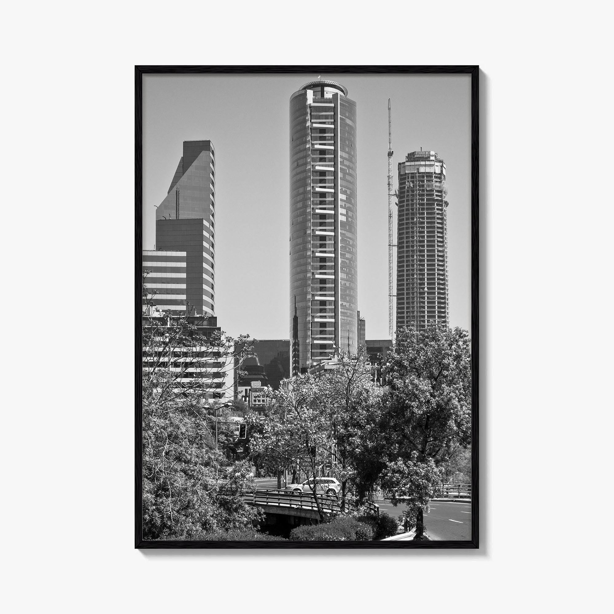 Santiago de Chile Skyline Black and White Fine Art Photo Print, Wall Decor Poster