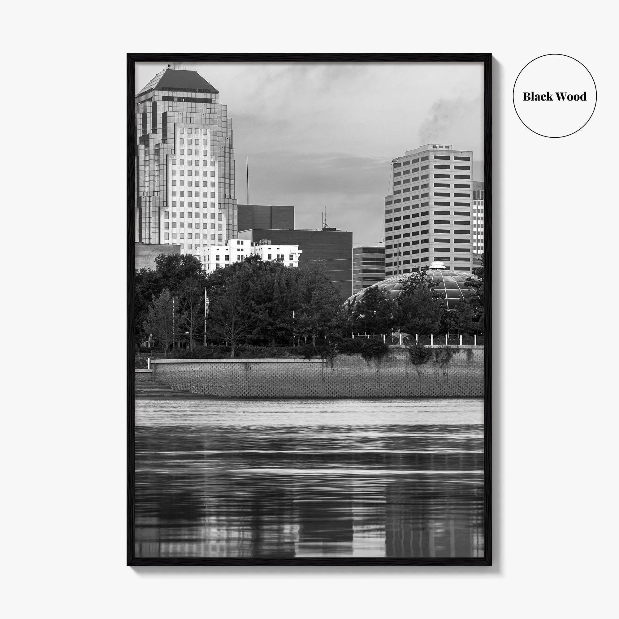 Shreveport Skyline Black and White Fine Art Photo Print, Red River Louisiana Poster