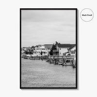 Avalon Black and White Fine Art Photo Print, Waterfront Homes, New Jersey Poster