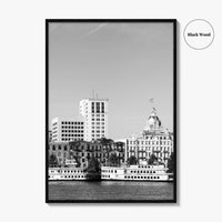 Savannah Skyline Black and White Fine Art Photo Print, Georgia USA, Wall Decor